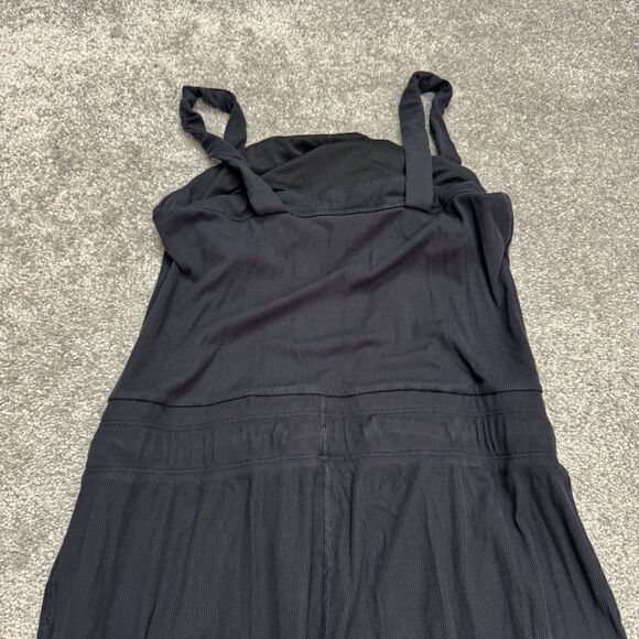 Vuori Ribbed Knit Wide Leg Jumpsuit Womens Large Navy Blue Elastic Drawstring - Picture 3 of 16